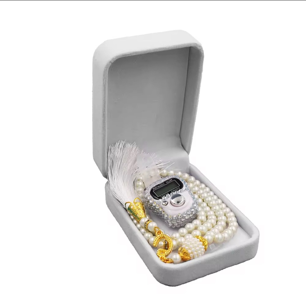 Elegant Pearl and Gold Kids Prayer Beads Set